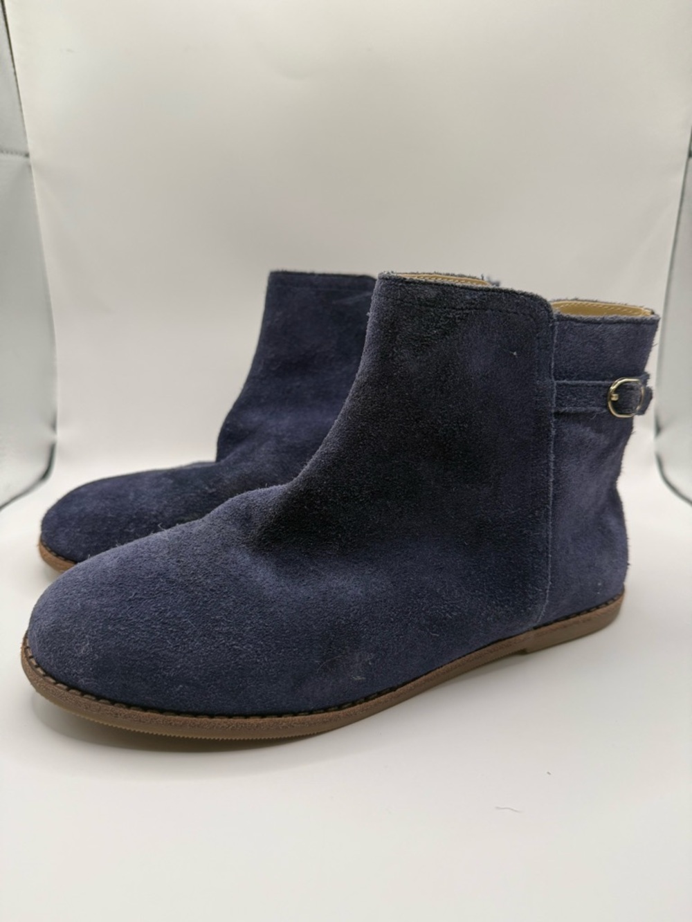 Janie and Jack sz 4 Navy Suede Ankle Boots - Buckle Detail